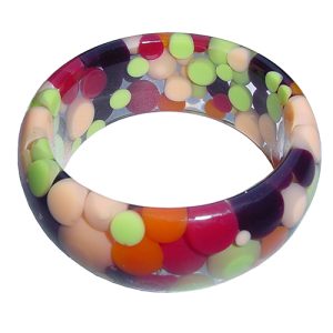 B2520 - RESIN BRACELET BANGLE 3.4CM "PETIT BALLS"