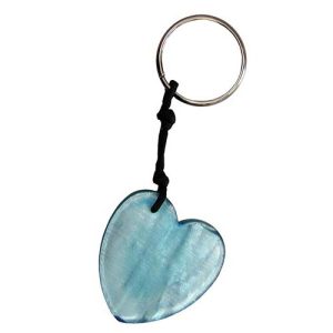 K0183 - RESIN KEYRING W/ METALLIC FABRIC "HEART"