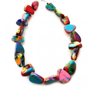 N0061 - RESIN NECKLACE FLINSTONE BONE "DIAMONDS" 55CM