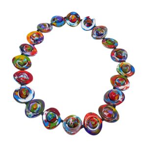 N0052 - RESIN NECKLACE DISK AND BALL LONG "SATURN" 75CM