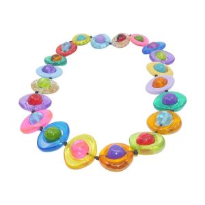 N0052 - RESIN NECKLACE DISK AND BALL LONG "SATURN" 75CM