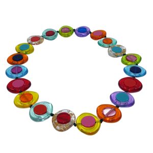 N0065 - RESIN NECKLACE DISK & CYLINDER LONG "SATURN" 75CM